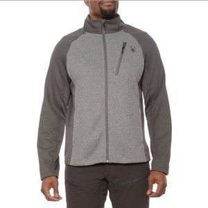 Spyder Raider 2.0 Fleece Jacket Waffle-knit Polyester Gray Full Zip Mens Gray M